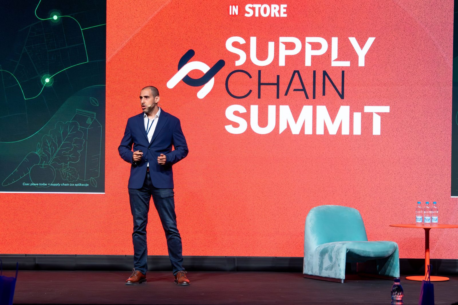 Strahinja Jovanović speaking on stage at Supply Chain Summit